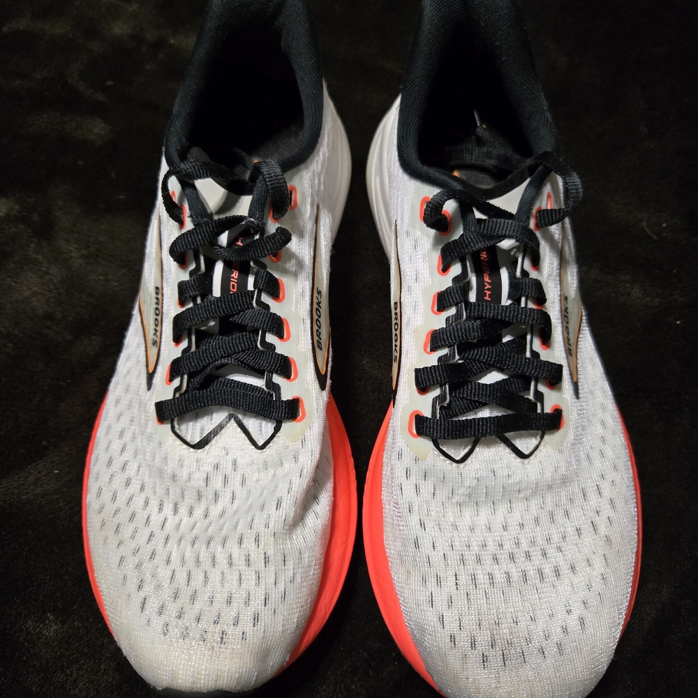 Brooks Women's Athletic Shoes in White and Black with Red Accents
